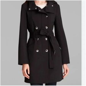 Calvin Klein Double Breasted Insulated Trench Coat with Belt and Hood (M)